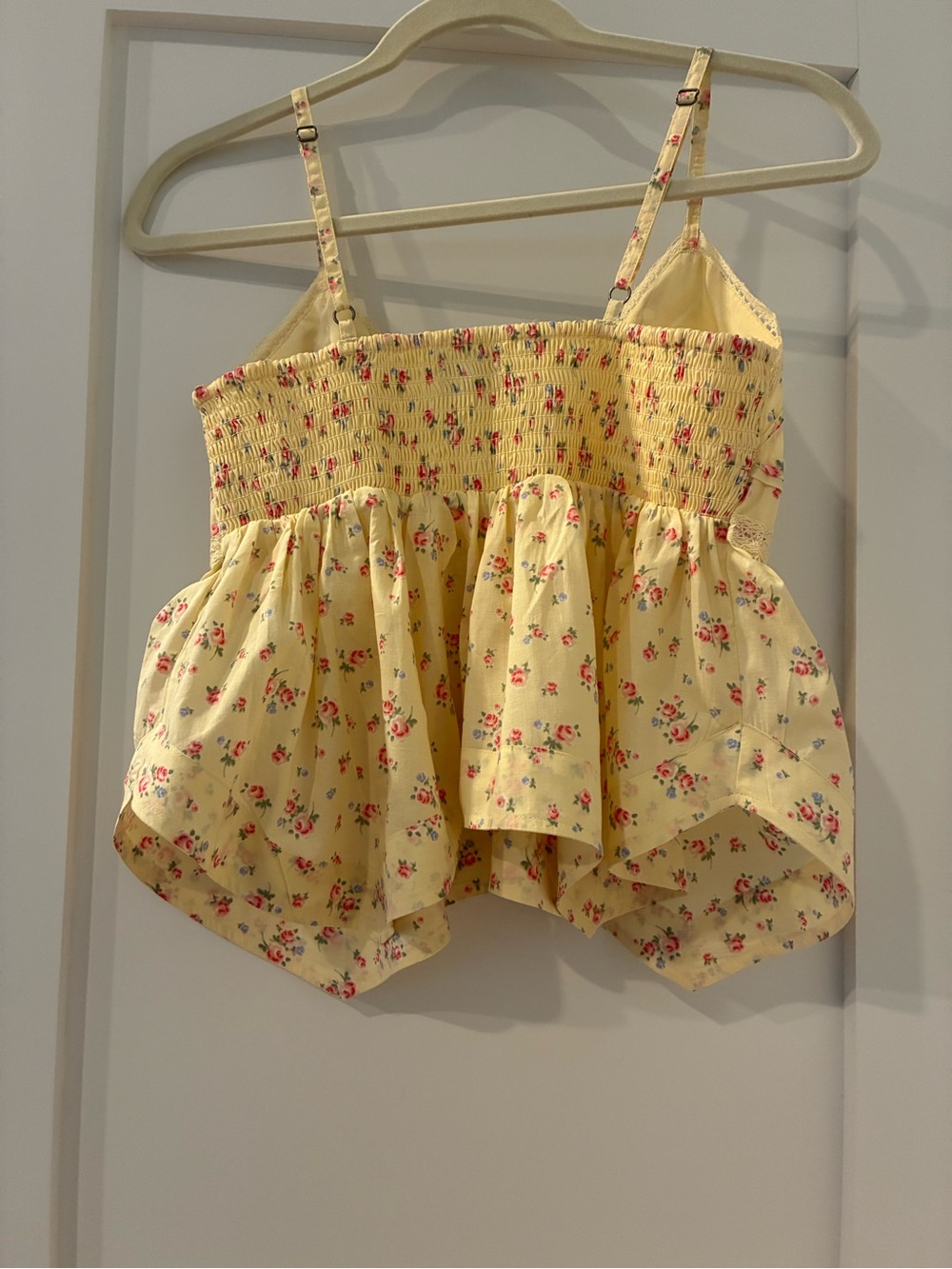 Hollister Yellow Floral Smocked Peplum Cami